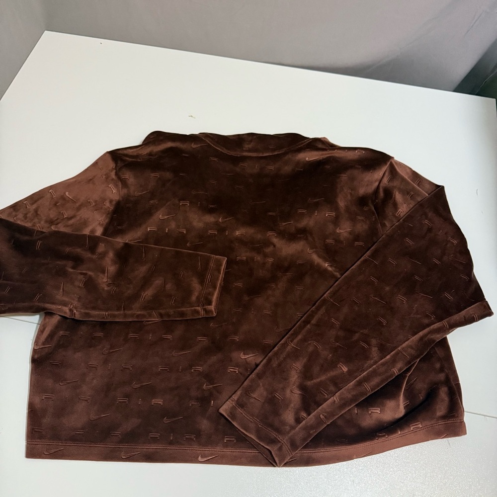 Nike Air Brown Velvet Quarter-Zip Sweatshirt - Picture 3 of 3